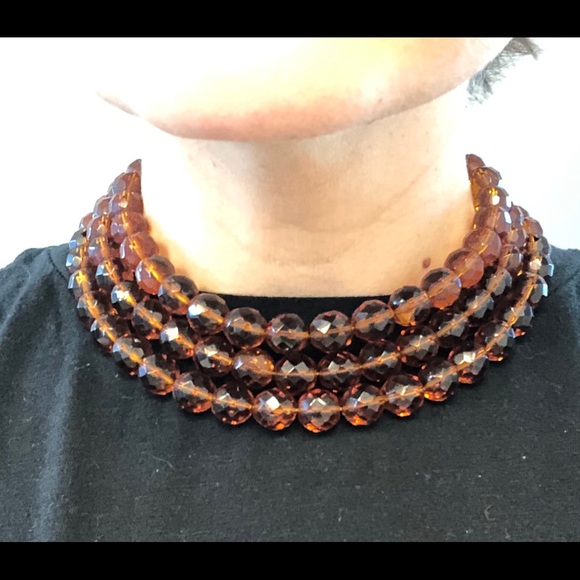Crystal Necklace in Orange-Brown-Amber - Picture 1 of 8